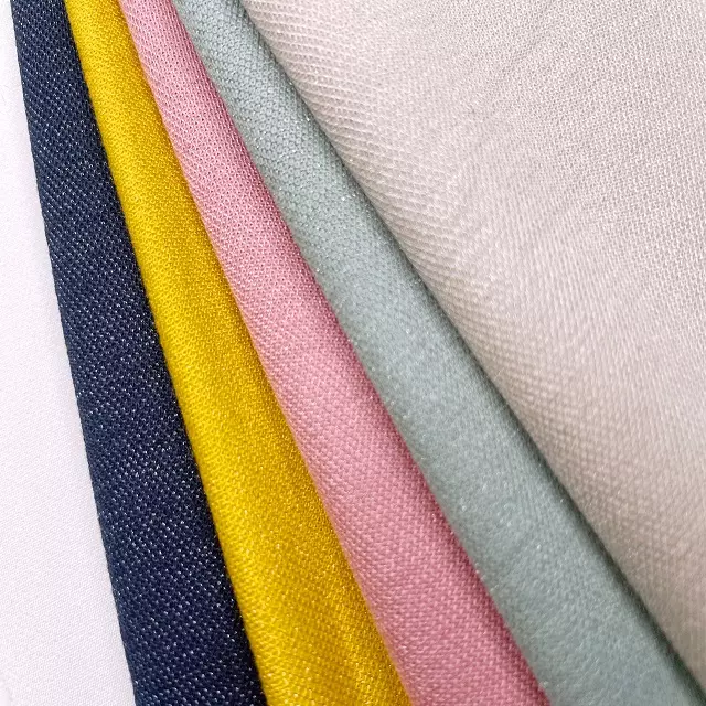 Factory Direct Sale Fabrics in Textile Rayon Nylon Stretch Silver Linen Look Fabric Cheap Fabric for Clothing