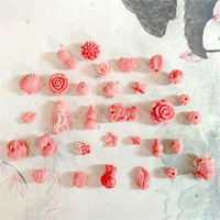 Lot de 10 Perles en Pierre Naturelle Coquillage de Conque Rose Corail Sculpté Fleur, Perles Entretoises Libres pour DIY Bracelet Pendentif Bijoux