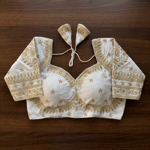 Indian Boutique Elegante Cómodo Blanco Secuencia Trabajo Listo Hecho Diseñador Blusa Nupcial Y Fiesta Exclusivo Desgaste Étnico - Product Image 3