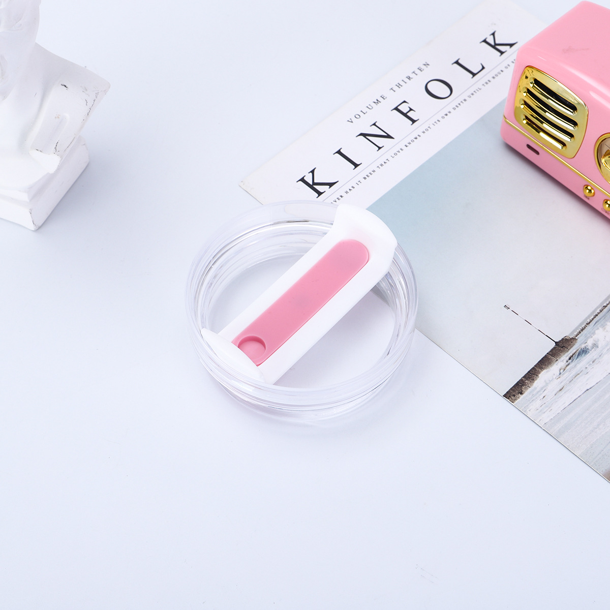 Transparent body white sheet pink silicone-40 oz