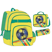 Wasserdichter Unisex-Rucksack 16 Zoll, personalisierter Fußball-Fan-Print-Rucksack, 3-teiliges Set für Kinder, Schultasche mit Lunchbag & Federmäppchen