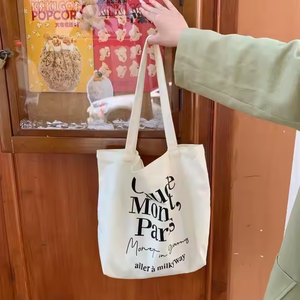 Sac écologique surdimensionné en toile de coton sac fourre-tout Logo personnalisé fête en semaine plage shopping cadeau mode Style lettre motif sangle - Product Image 2