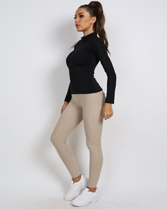 Pantalones de equitación beige para mujer, pantalones de montar a caballo con bolsillo, pantalones de equitación inglesa de cuatro vías - Product Image 3
