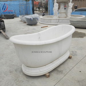 现代奢华独立式纯白色大理石浴室浴缸天然石材浴缸高抛光 - Product Image 4