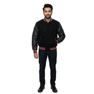 Chaqueta Varsity con Cuello Alto y Logotipo Personalizado, Chaqueta Bomber de Béisbol Universitaria Bordada, Ropa Exterior de Moda para Hombre - Product Image 1