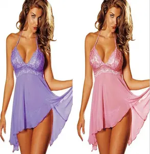 Hot Transparent Strip Lingerie Babydoll Dress Sleepwear Gown Chemise Slip On Mesh Short Night Plus Size Xxl Usa Women Underwear