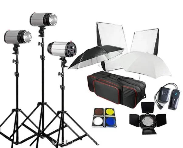 Godox Strobe Studio Flash Verlichting Kit Softbox Paraplu Zak 3x250W