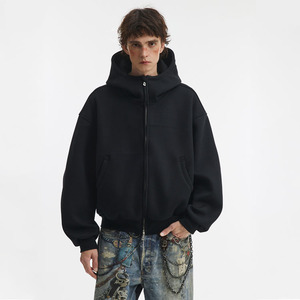 High Quality Winter Streetwear 350 Gsm 100% Cotton Boxy Heavy Weight Fleece Custom Oversized Print Plain Dyed Zip Hoodie - Product Image 4