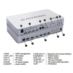 4K Hdmi Matrix <span class=keywords><strong>4X2</strong></span> Met <span class=keywords><strong>Kvm</strong></span> Hdmi Matrix 4 In 2 Uit Met Usb - Product Image 2