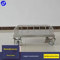Chariot de manutention logistique HTS-LJ20 Turtle Cart en acier inoxydable 304, petit chariot à plateforme avec protection de seau de transfert, marque HTS personnalisée
