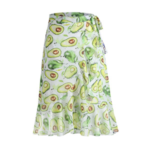 Women's Long Hippie Bohemian <strong>Skirt</strong> <strong>Gypsy</strong> Dress Boho Clothes One Size Fits Asymmetric Ruffled Avocado Print Midi Length <strong>Skirts</strong> - Product Image 1