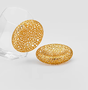 Anting Tusuk Bentuk Kesemek Besar Model Berongga, Perhiasan Kuningan Tebal untuk Wanita - Product Image 2