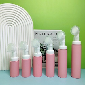 Stock 50ml 60ml Pink Yellow Plastic Mousse <b>Bottle</b> Green Foam <b>Pump</b> <b>Bottle</b> Facial Wash Dispenser <b>Bottle</b> with Silicone Brush - Product Image 4