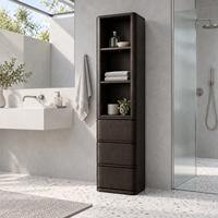 Armoire de rangement haute pour salle de bain, meuble à linge étroit de 80 pouces avec 3 étagères ouvertes et 3 tiroirs, organisateur de salle de bain fin en bois
