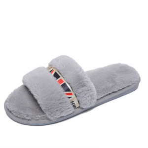 Wholesale Indoor Outdoor Open Toe Ladies Designer Slippers Plush Faux Fur Ladies Slippers Hard Wearing Soft Luxury Ladies <b>Slides</b> - Product Image 5