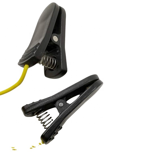 Wholesale Medical Neurofeedback EEG Electrode Sintered Ag/AgCI/Gold Double Side Ear Clip with 5mm Din Tough-proof Connector