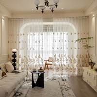Voilages brodés de feuilles de style rustique européen, rideaux en gaze filtrant la lumière pour salon, chambre et balcon