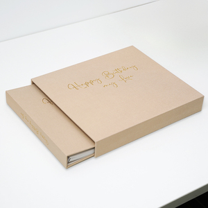 Libro de Recuerdos de Lino con Logotipo Personalizado, Feliz Cumpleaños Mi Amor, con Papel Dorado y Caja de Regalo a Juego - Product Image 2