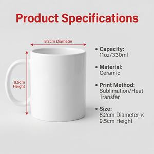 Mug en céramique blanc de 11 oz, écologique, avec logo personnalisé imprimé, sérigraphie personnalisée pour les promotions - Product Image 4