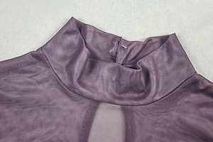 Produits tendance 2026 Robe <span class=keywords><strong>femme</strong></span> à col haut manches longues <span class=keywords><strong>dégradé</strong></span> de couleur sexy en maille plissée moulante courte décontractée d'été - Product Image 6