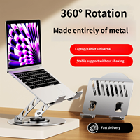 Support d'ordinateur portable rotatif à 360°, réglable en hauteur, avec design de refroidissement pour ordinateurs portables, tablettes et claviers