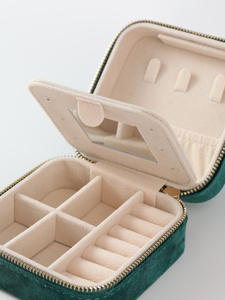 Classic Velvet Jewelry Travel <b>Storage</b> <b>Box</b> Custom logo <b>Storage</b> Ring Necklace Bracelet Jewelry <b>Box</b> with Mirror - Product Image 6