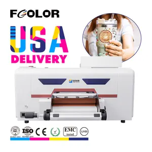 FCOLOR New Dual XP600 Printheads A1 30cm DTF UV Printer 24 Inch UV Dtf Printer Printing Machine for Libbey Wraps