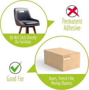 Etiquetas móviles para el hogar, 5 etiquetas de codificación de colores, pegatinas de caja de embalaje con 20 pegatinas frágiles y 20 en blanco, ayudante de mudanza de apartamento - Product Image 3