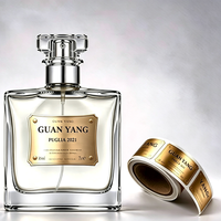 Étiquette personnalisée pour parfum et soins de la peau, estampage à chaud, étiquette dorée, emballage de flacon de parfum, étiquette métallique, gaufrage 3D