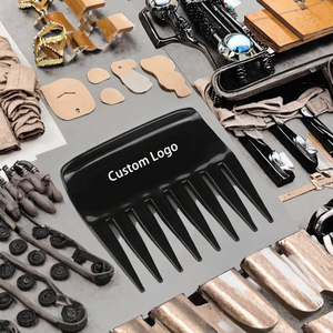 Peigne à <span class=keywords><strong>barbe</strong></span> portable avec logo personnalisé antistatique peigne <span class=keywords><strong>afro</strong></span> à dents larges pour hommes noirs peigne à cheveux de salon de type commun - Product Image 2