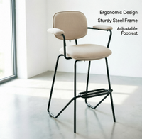 Tabouret de bar moderne et écologique en tissu rembourré, siège ergonomique rembourré, pivotant à 360 degrés, base en métal, mobilier de bar pour la maison