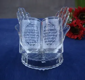 MH-JS010 Kristall Heiliger Koran Als islamische muslimische arabische Hochzeits geschenke führte Kristallglas figur Koran buch