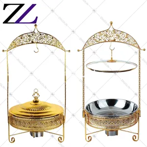 Restaurant supplies decorative fancy hanging hinged lid chafing dish pour buffet food display rchafing dishes for catering