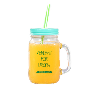 Tùy chỉnh rỗng giá rẻ 16oz 500ml rõ ràng uống <span class=keywords><strong>Jar</strong></span> thủy tinh <span class=keywords><strong>Mason</strong></span> Mug với xử lý và ống hút - Product Image 5