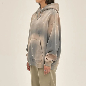 Sweat-shirts pullover pour femmes avec logo personnalisé Sweat à capuche surdimensionné en coton teint vieilli - Product Image 4