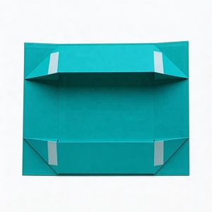 Boîtes cadeaux rigides pliables personnalisées, couleur cyan bleu fantaisie, avec nœud en ruban - Product Image 3