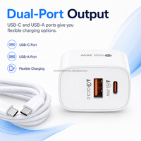 Adaptateur mural double port Type-C haute vitesse 35W PD à charge rapide, résistant à la chaleur, de haute qualité, pour une utilisation mondiale