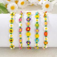 6 Buah Grosir Gelang Bunga Manik-Manik Buatan Tangan Gaya Boho untuk Wanita Perhiasan Manik-Manik Buatan Tangan Perhiasan Fashion Boho