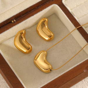 Ensemble de bijoux en acier inoxydable en forme de cœur pour femmes, chaîne de clavicule, boucles d'oreilles, collier, Design asymétrique, TE60533 - Product Image 2