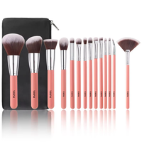 YDINI Offre Spéciale 15 pièces ensemble de pinceaux de maquillage Portable professionnel avec manche en bois cheveux synthétiques poudre pinceaux ombre à paupières pour le visage