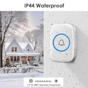Sonnette de porte intelligente sans fil pour maison connectée, moderne, extérieure, étanche IP44, portée 300M, 2 émetteurs et contrôle par application - Product Image 3