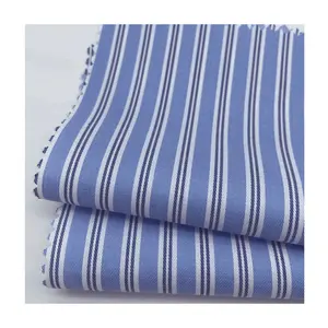 Stock TC 65% Polyester 35% Cotton Yarn Dyed Easy To Iron Wrinkle Free Natural Stretch Stripe Shirt Fabric
