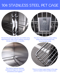 Cage pour chien en acier inoxydable <span class=keywords><strong>EUR</strong></span> VET à 5 portes, 304, épaisseur 1,2 mm, anti-corrosion, personnalisable, roues robustes avec freins pour clinique - Product Image 4