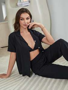 Ensemble pyjama 3 pièces pour femmes de style européen et américain - Vêtements de détente légers et respirants pour la <span class=keywords><strong>maison</strong></span> et la détente - Product Image 4