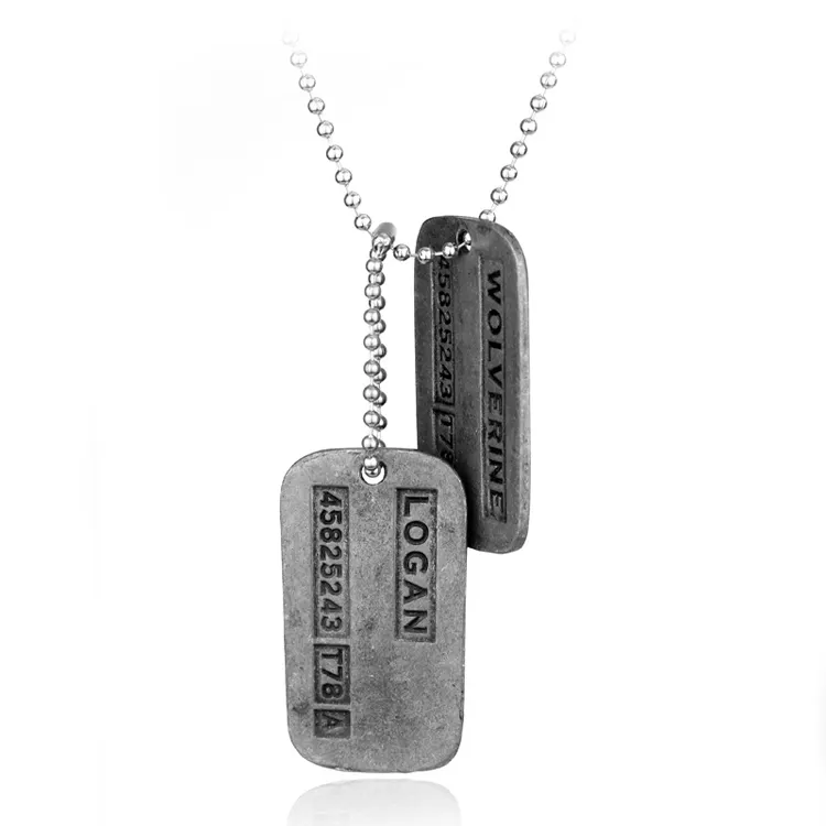 Punk Army Military Double Metal Pendant Statement Necklace for Men's Gift