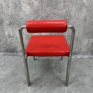 Silla de cuero de acero inoxidable personalizable de <span class=keywords><strong>estilo</strong></span> industrial con respaldo, muebles de cafetería para <span class=keywords><strong>restaurante</strong></span> al por mayor - Product Image 2