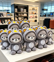 Boneka Plush Custom Beruang Abu-abu Lucu dengan Kostum Hoodie Bulan untuk Anak-anak, Hadiah Tidur, Custom Made OEM ODM Boneka Plush