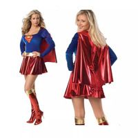 Damen Superhelden-Kostüm aus Samt/Lackleder - Langärmliges Cape Mini-Kleid Bühnenoutfit Großhandel