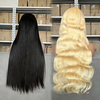 Perruque frontale en dentelle HD 13x6, densité 250, cheveux vierges non traités à 100%, cuticules alignées, pré-épilée, perruques blondes européennes 613