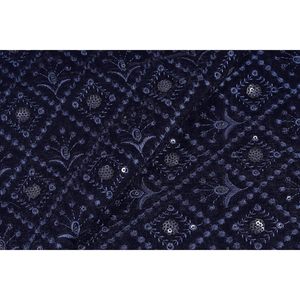 Tissu en velours Triloki noir brodé à motif abstrait, 44 pouces au mètre, pour robes de mariée, artisanat et couture - Product Image 4